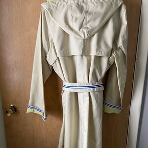 Dennis Basso Beige Hooded Trench Coat